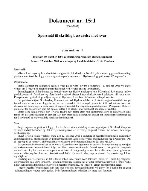 Dokument nr. 15 (2001-2002) (5 Mb) - Stortinget