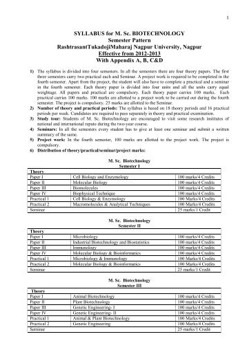 SYLLABUS for M. Sc. BIOTECHNOLOGY Semester Pattern ...