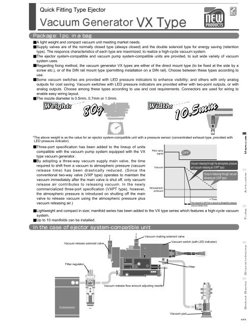 Quick Fitting Type Ejector - Pisco Pneumatic Equipment