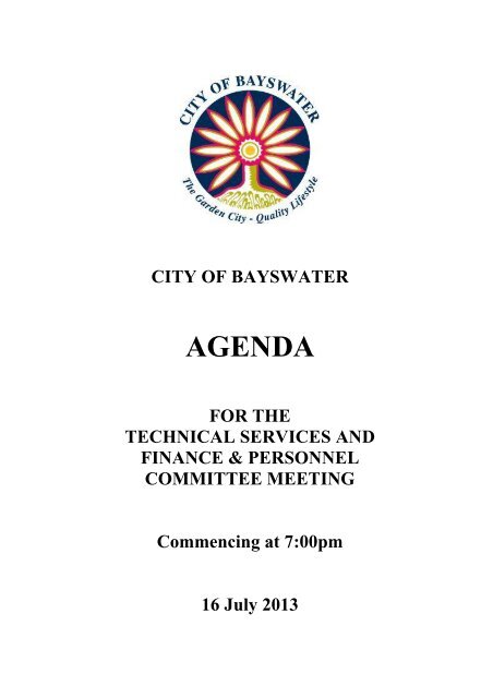 Agenda Technical Services and Finance ... - City of Bayswater