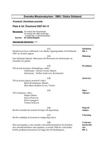 protokoll frÃ¥n Ã¥rsmÃ¶tet, 2007-04-14 - Svenska Missionskyrkan SMU i ...