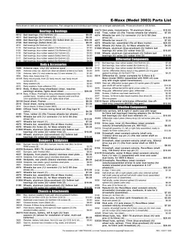 E-Maxx (Model 3903) Parts List - German Rc