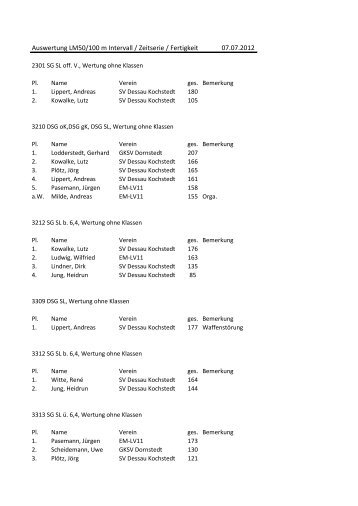 LM 100m Intervall / Zeitserie - BDS-Landesverband 11