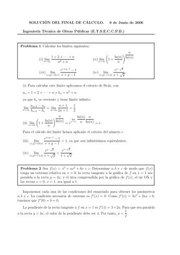 SOLUCIÃN DEL FINAL DE CÃLCULO. 8 de Junio de 2006 ...