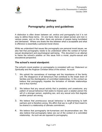 Bishops Pornography: policy and guidelines