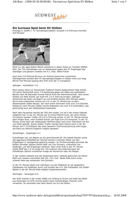 Seite 1 von 3 Alb Bote - (2008-05-26 00:00:00) - Ein kurioses Spiel ...