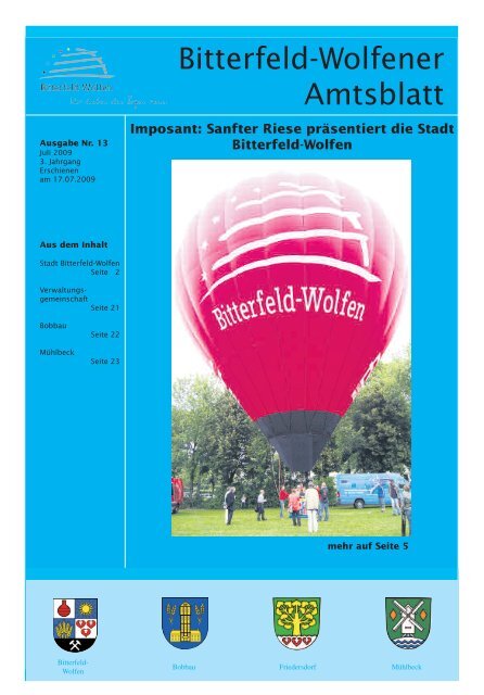 Bitterfeld Wolfener Amtsblatt Stadt Bitterfeld Wolfen