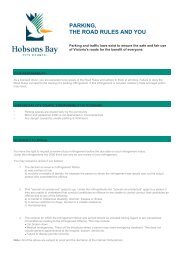 PARKING, THE ROAD RULES AND YOU - Hobsons Bay