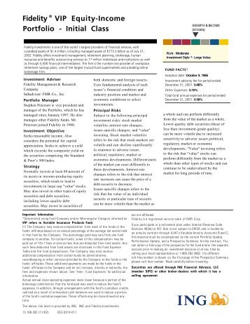 Fidelity Â® VIP Equity-Income Portfolio - Initial Class - Dial One Security