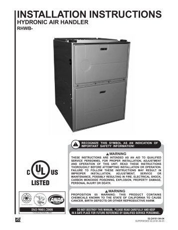 92-24161-94 Rev. 04 RHWB Series Hydronic Air ... - Rheemote.Net