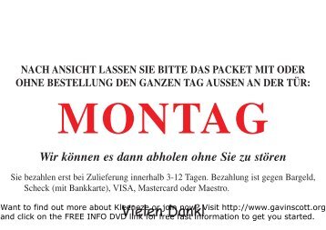 MONTAG Wir kÃ¶nnen es dann abholen ohne Sie zu stÃ¶ren - Kleeneze