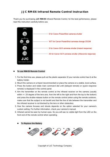 JJC RM-E6 Infrared Remote Control Instruction