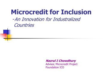 N_ Chowdhury - Innov.. - Global Microcredit Summit 2011