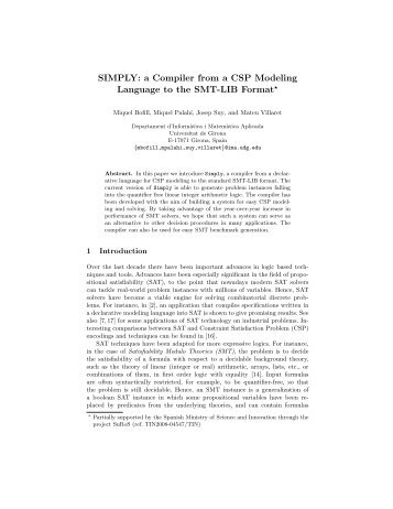 SIMPLY: a Compiler from a CSP Modeling Language to the SMT-LIB ...