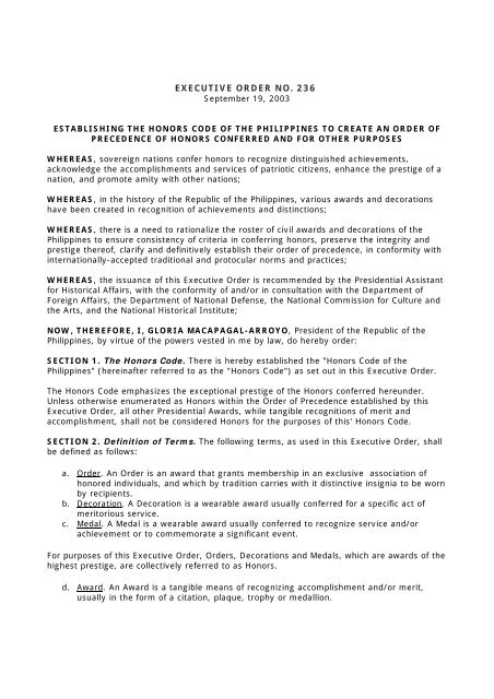 Executive Order No Philippine Culture Executive Order No Philippine Culture