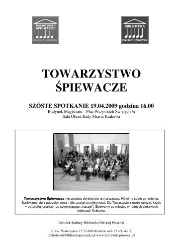 TOWARZYSTWO ÅPIEWACZE - Biblioteka Polskiej Piosenki