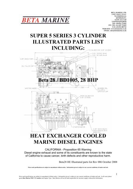 SUPER 5 SERIES 3 CYLINDER ILLUSTRATED ... - Beta Marine