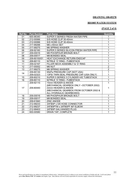 SUPER 5 SERIES 3 CYLINDER ILLUSTRATED ... - Beta Marine