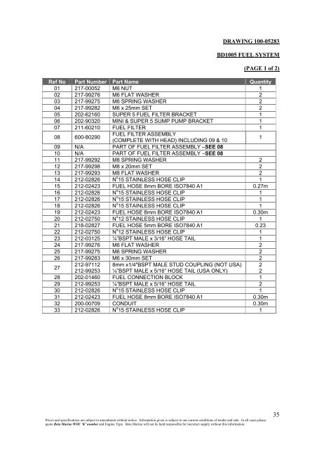 SUPER 5 SERIES 3 CYLINDER ILLUSTRATED ... - Beta Marine