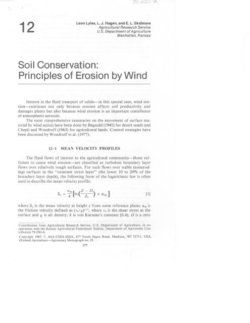 Soil Conservation: Principles of Erosion by Wind - USDA-ARS Wind ...