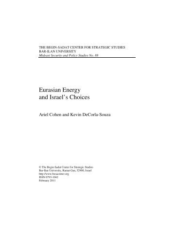 Eurasian Energy and Israel's Choices