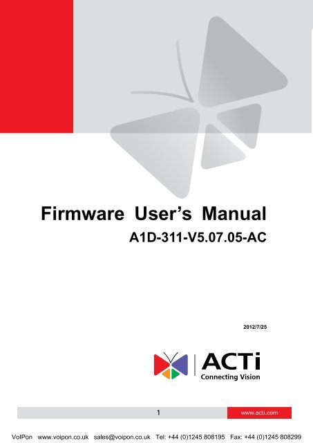 ACTi KCM-5211 Firmware Manual (PDF)