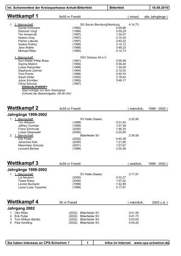 Wettkampf 2 - Bitterfelder Schwimmverein 1990 e.V.