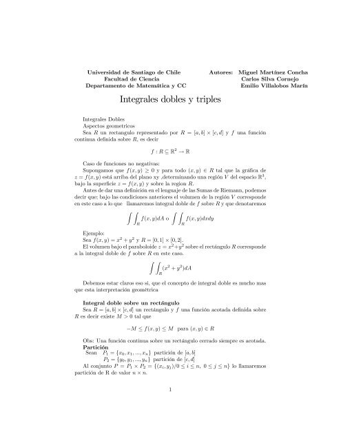 Integrales dobles y triples - Ladyada.usach.cl