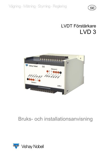 LVD 3 LVDT Förstärkare. Bruks och installationsanvisning