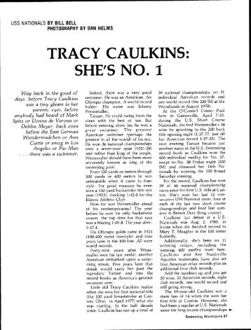 TRACY CAULKINS: SHE'S NO. 1 - Swimming World Magazine