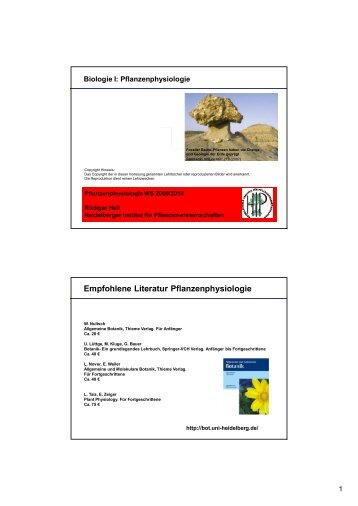 Biologie I: Pflanzenphysiologie - ZMBH