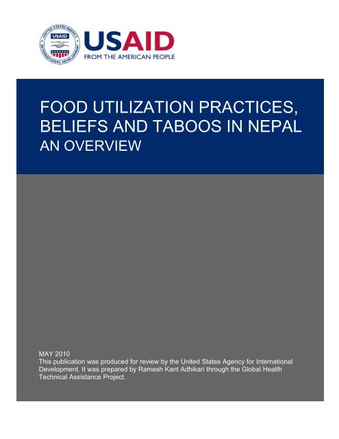 Food utilization practices, beliefs and taboos in Nepal: An overview