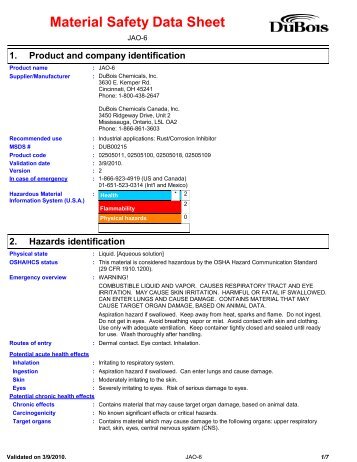 MSDS - DuBois Chemicals Online Store