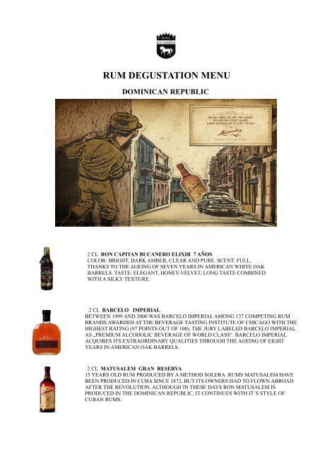 RUM DEGUSTATION MENU