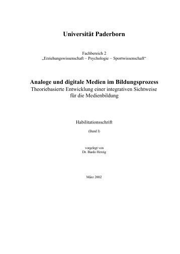 Analoge und digitale Medien im Bildungsprozess - Bardo  Herzig