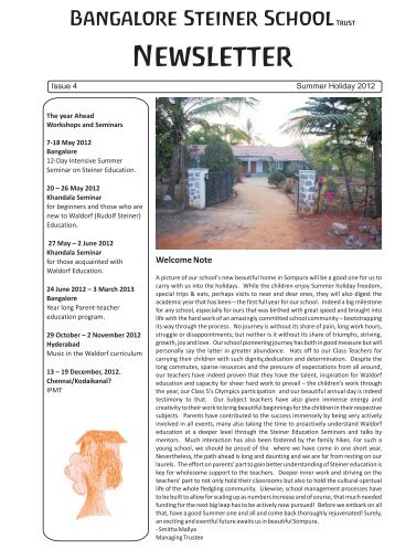 Bangalore Steiner SchoolTrust Newsletter