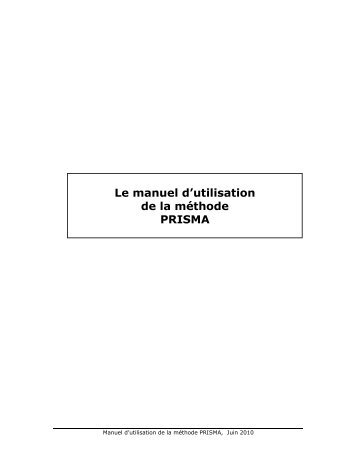 Le manuel d'utilisation de la mÃ©thode PRISMA