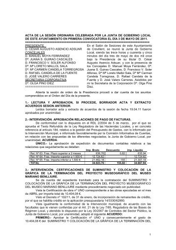 acta de la sesiÃ³n ordinaria celebrada por la junta de gobierno local ...