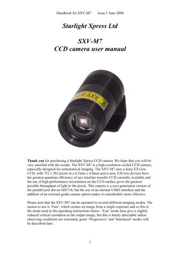 SXV-M7 handbook.pdf - Starlight Xpress