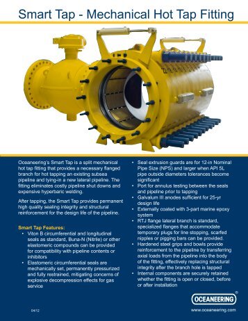 Smart Tap - Mechanical Hot Tap Fitting - Oceaneering