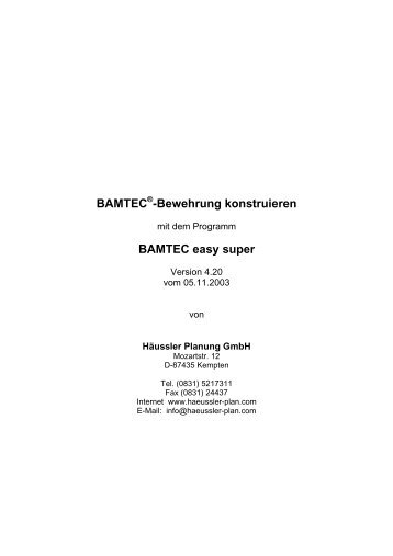 BAMTEC -Bewehrung konstruieren BAMTEC easy super