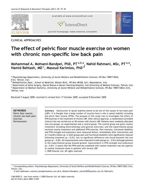 The Effect Of Pelvic Floor Muscle Exercise On Women With