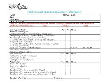 A Pediatric Care Provider Oral Health Assessment Form