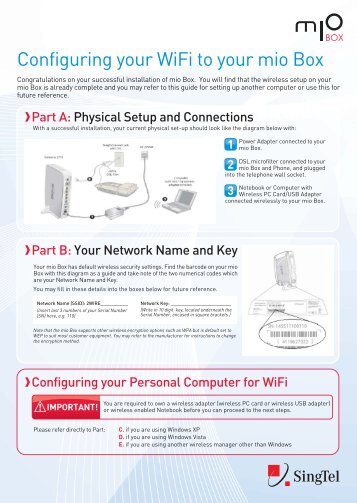 Configuring your WiFi to your mio Box - Singnet