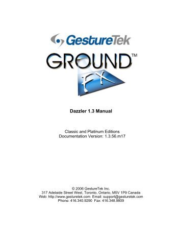 GestureTek - GroundFX Dazzler Manual