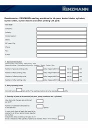 Questionnaire - RENZMANN washing machines for ink pans, doctor ...