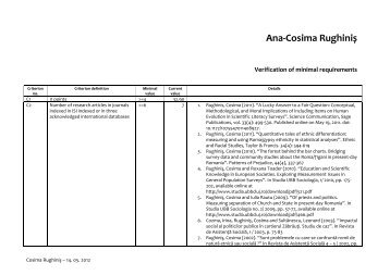 fisa de verificare a indeplinirii standardelor minimale - cnatdcu