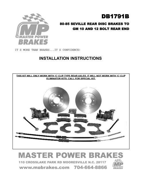 Installation Instructions Master Power Brakes