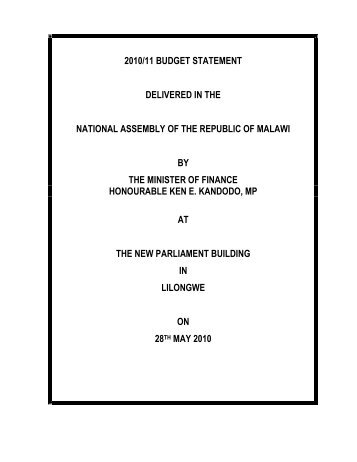 Budget 2010/2011 - Malawi SDNP