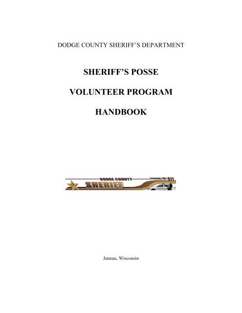 Sheriff's Posse Volunteer Program Handbook - Dodge County